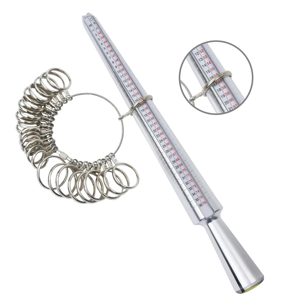Ring Mandrel Sizer Finger Sizing Measuring Stick - 2 pcs, Silver & White