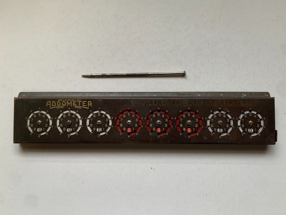 Vtg. ADDOMETER Reliable Typewriter & Adding Machine Co. w/ org. box & directions