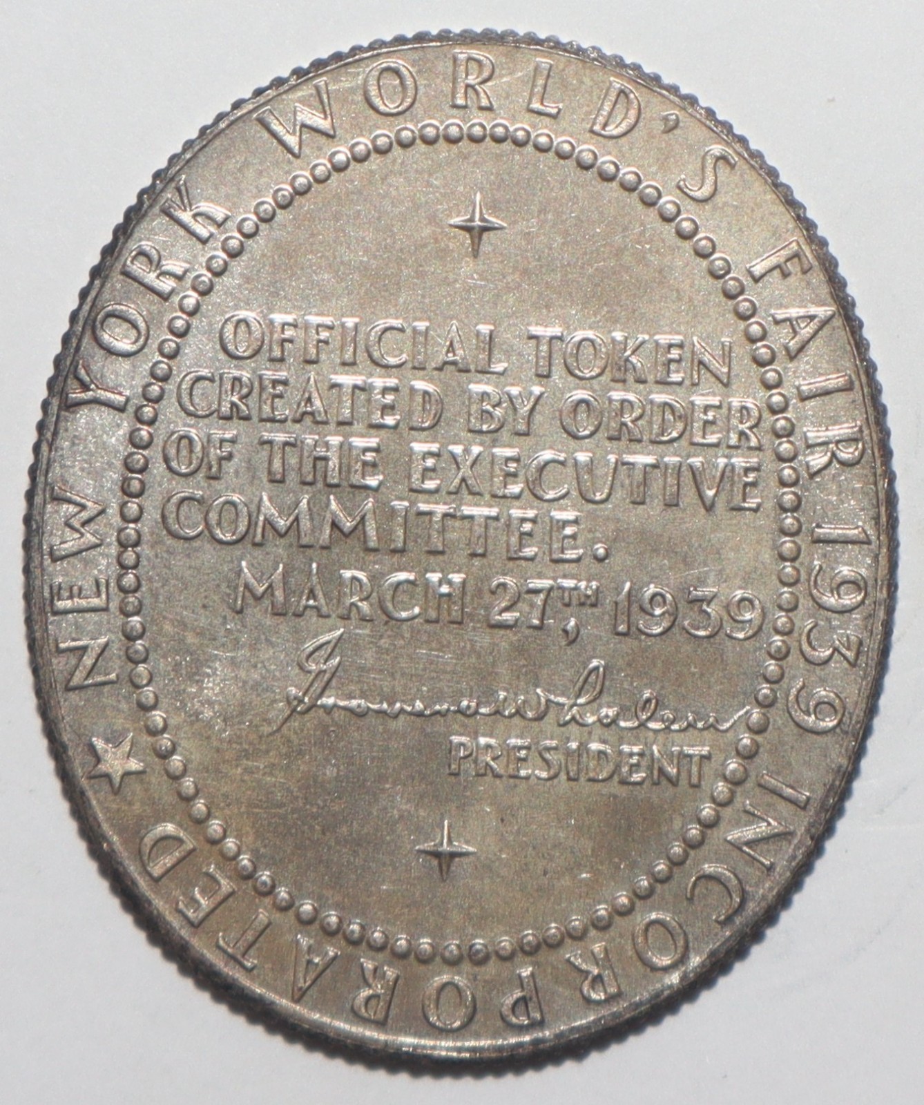 1939 New York World's Fair So Called Dollar HK 491 BRILLIANT UNCIRCULATED (J274)