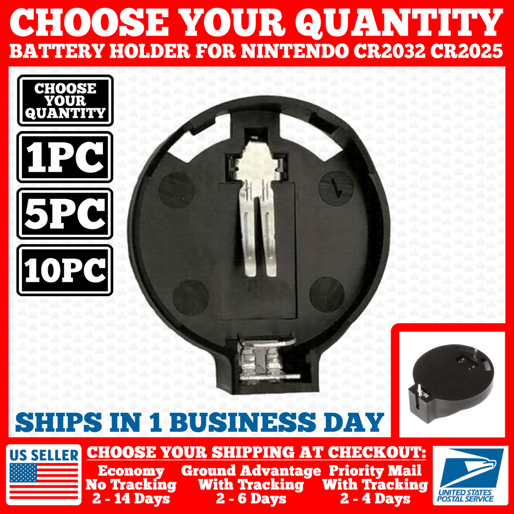 CR2032/CR2025 Round Button Coin Cell Battery Socket Holder Case 3V PCB Mount