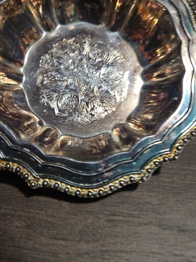 VINTAGE ITALY HMC AVON SILVERPLATE CANDY TRINKET DISH BOWL 6" ORNATE DESIGN