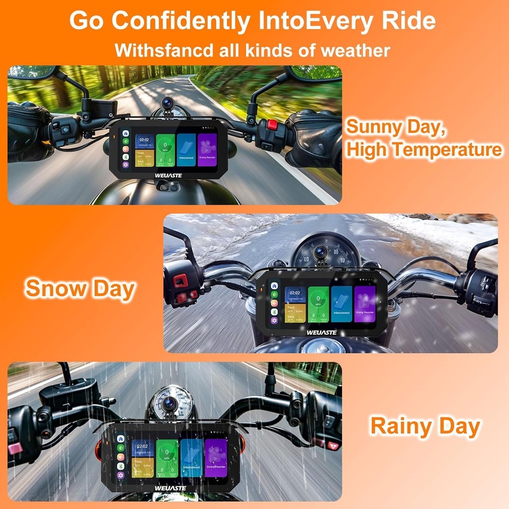 Waterproof Motorcycle GPS Carplay - 6.25 Inch Wireless Touchscreen Android Auto