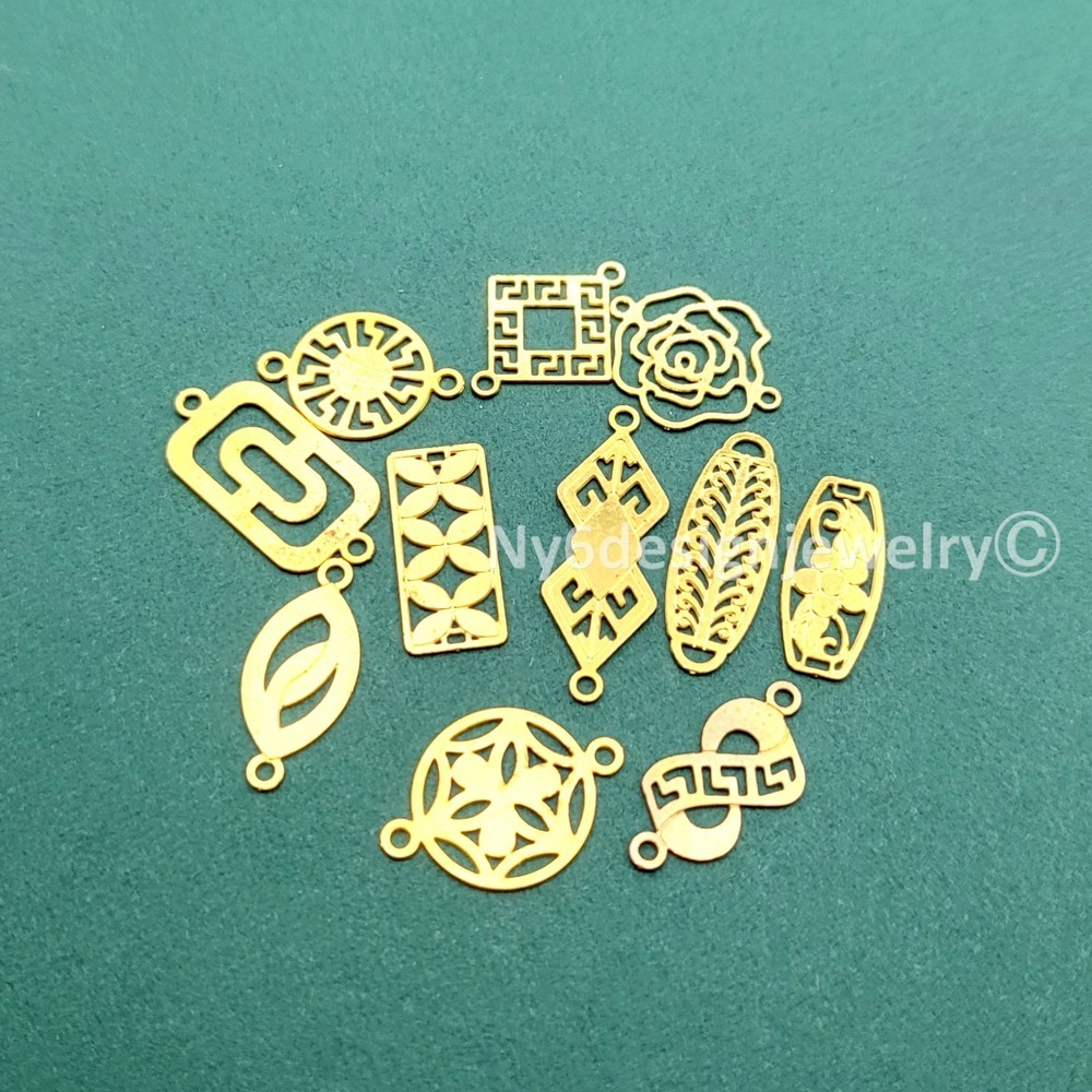Multiple Sizes & Shapes Elegant Gold Plated Connector Finding 8pcs Unique Design