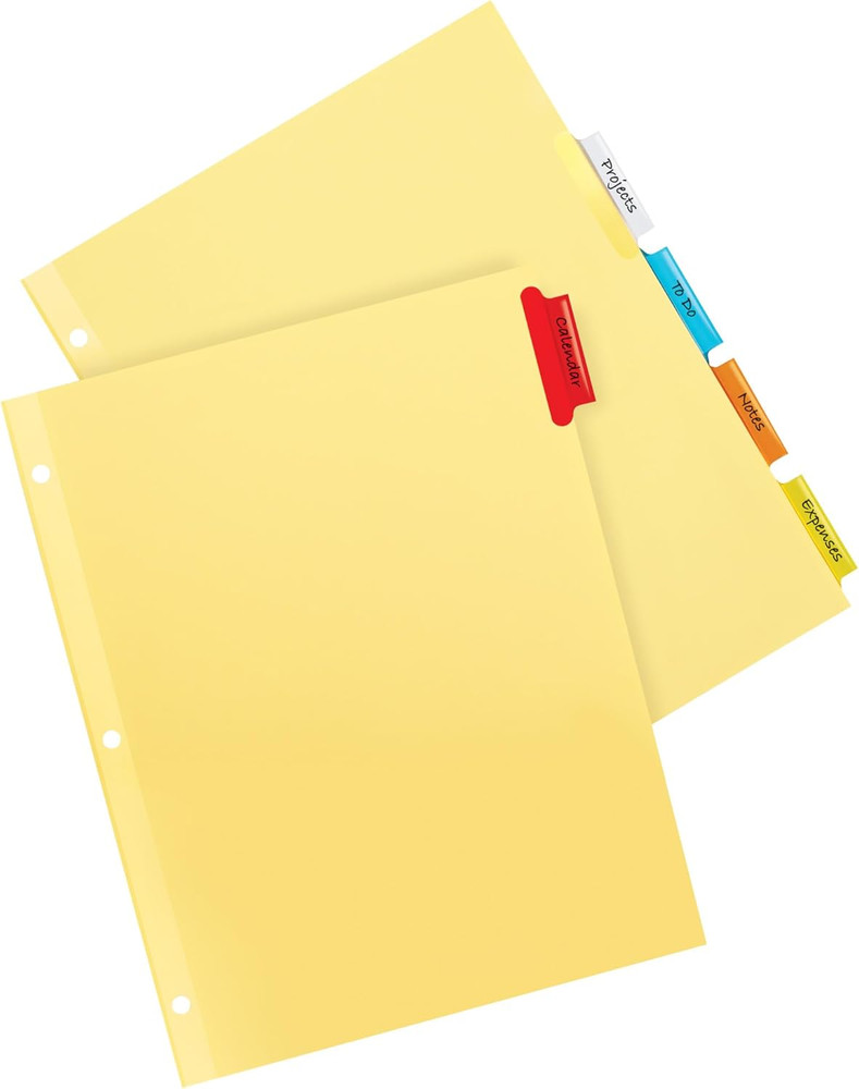 Insertable Dividers for 3 Ring Binders, 5-Tab Set, Buff Paper, Multicolor Divide