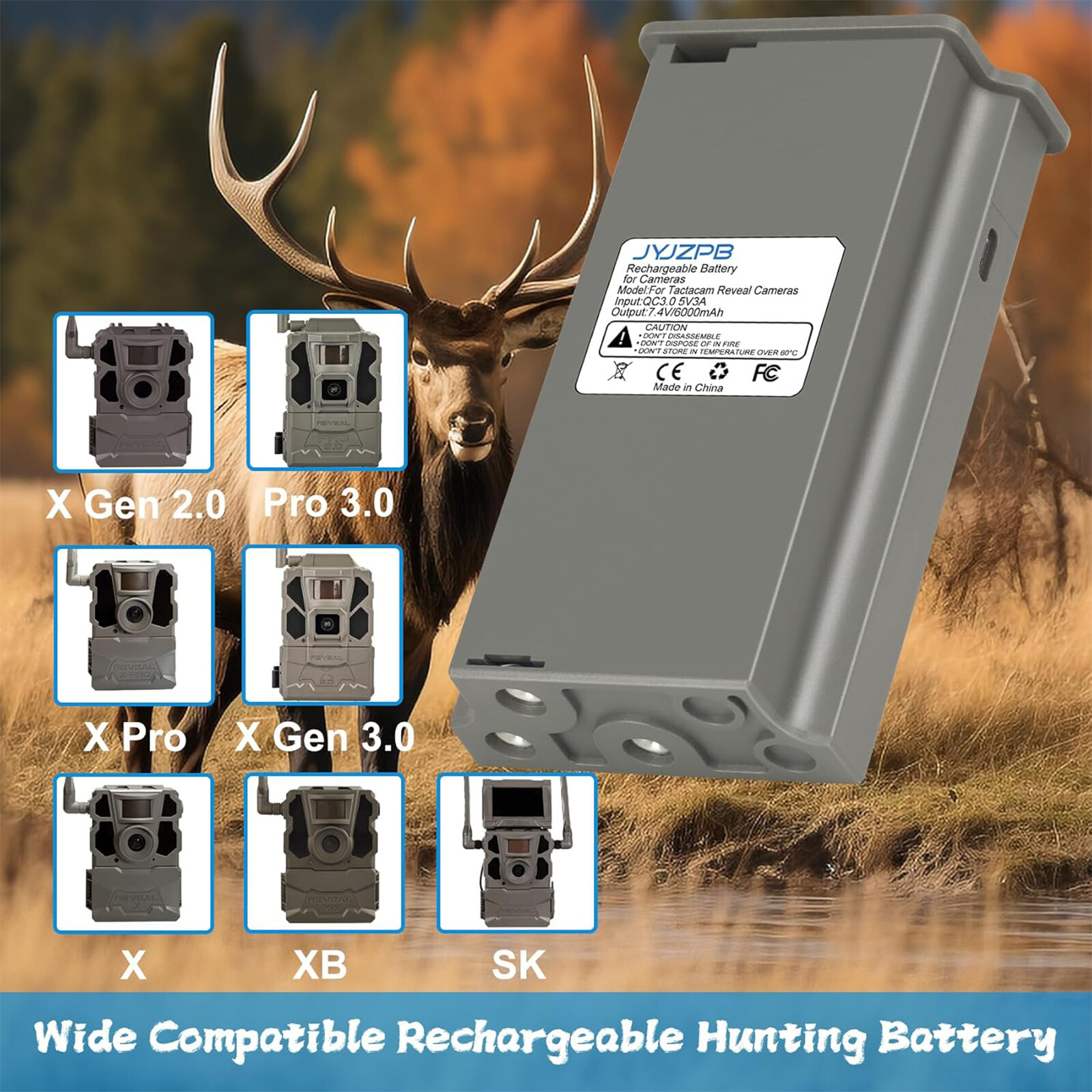 Rechargeable Battery for Reveal Hunting Trail Camera X Gen 3.0, 2.0, Pro 3.0