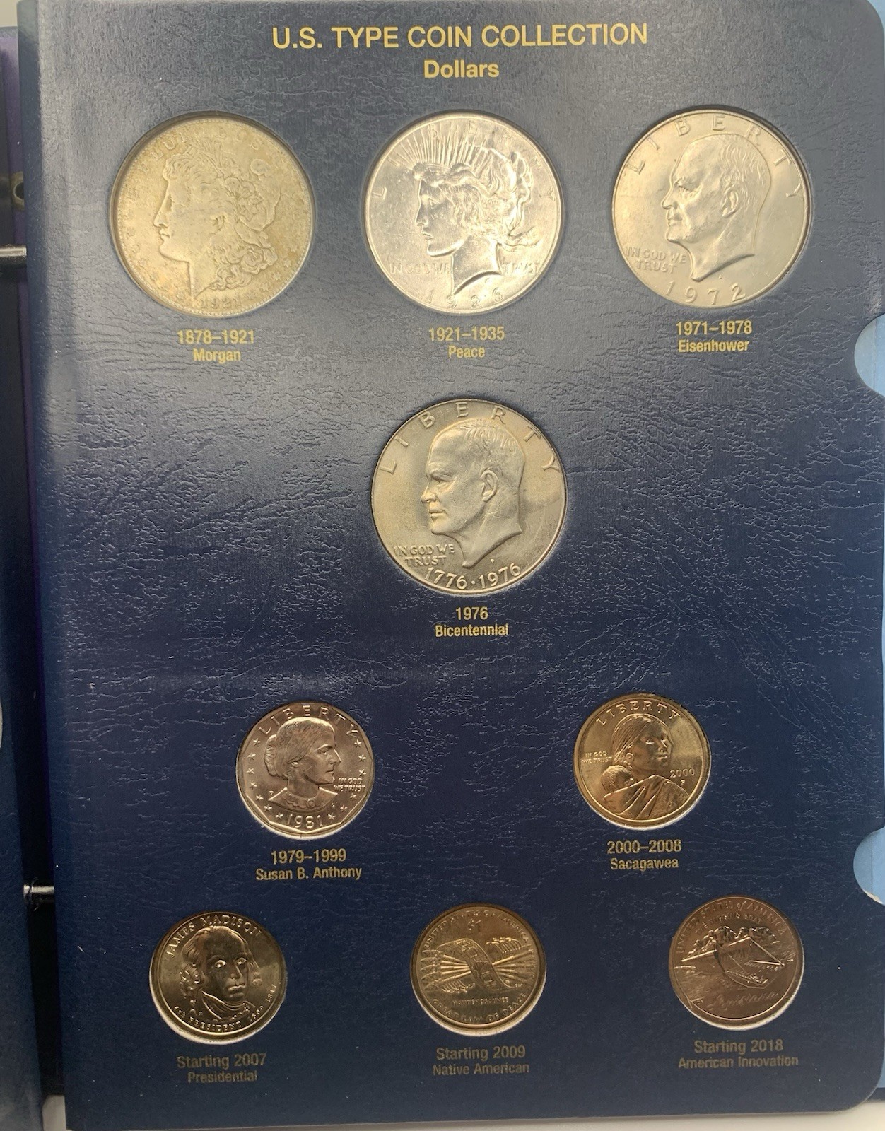 COMPLETE US 20th & 21st Century Type Coin Set W/Album SILVER BU COINS 26-S Peace