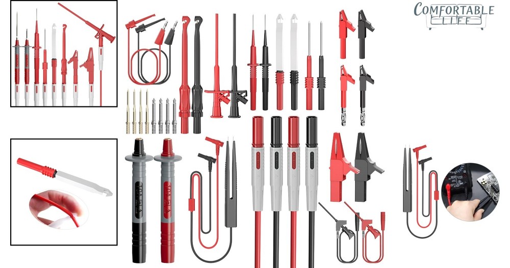 Complete 33PCS Multimeter Testing Kit with High Voltage Probes & Tweezers