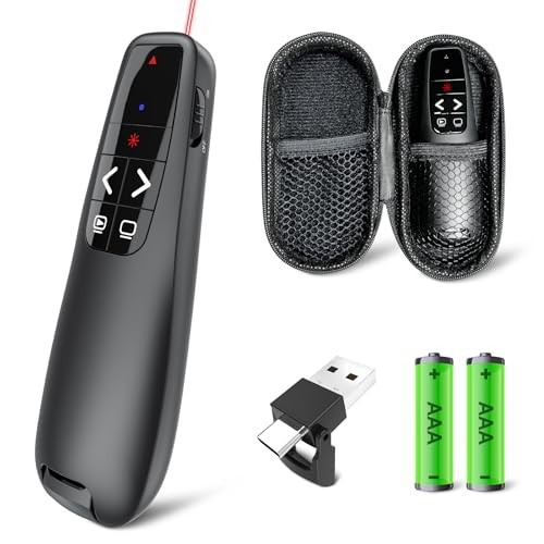 Presentation Clicker with Case Storage: Wireless Presenter Red Laser + Case