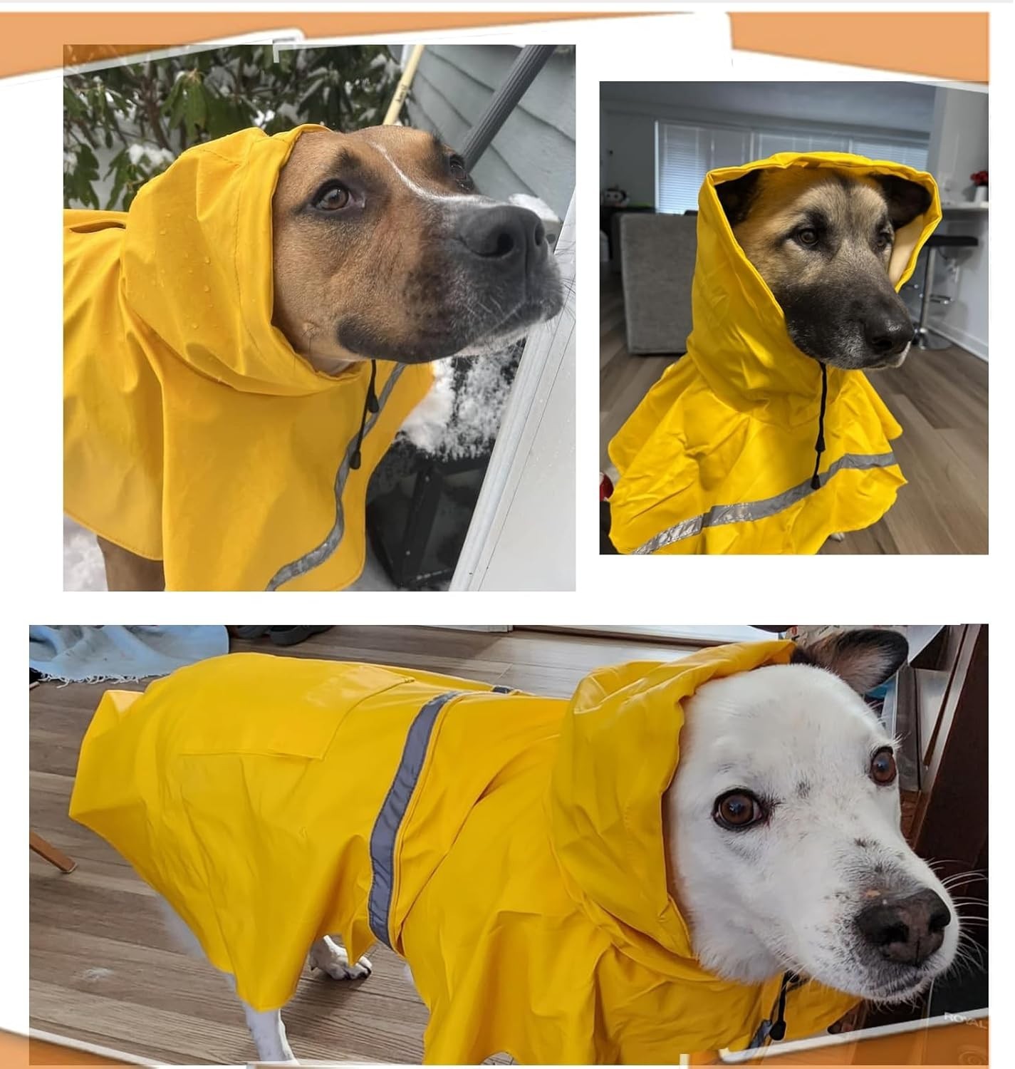 Dog Raincoat, Reflective Strip Hoodie, Poncho (A1-Yellow, 24B (Back Length 24")
