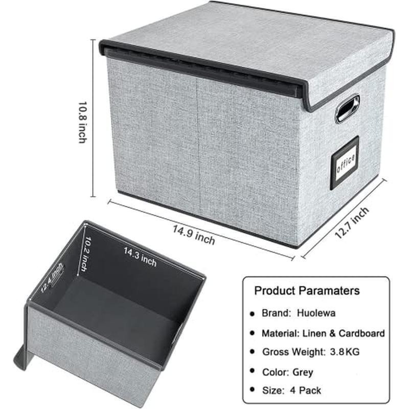 Portable File Organizer Box Set Collapsible Storage Solution Documents Office US