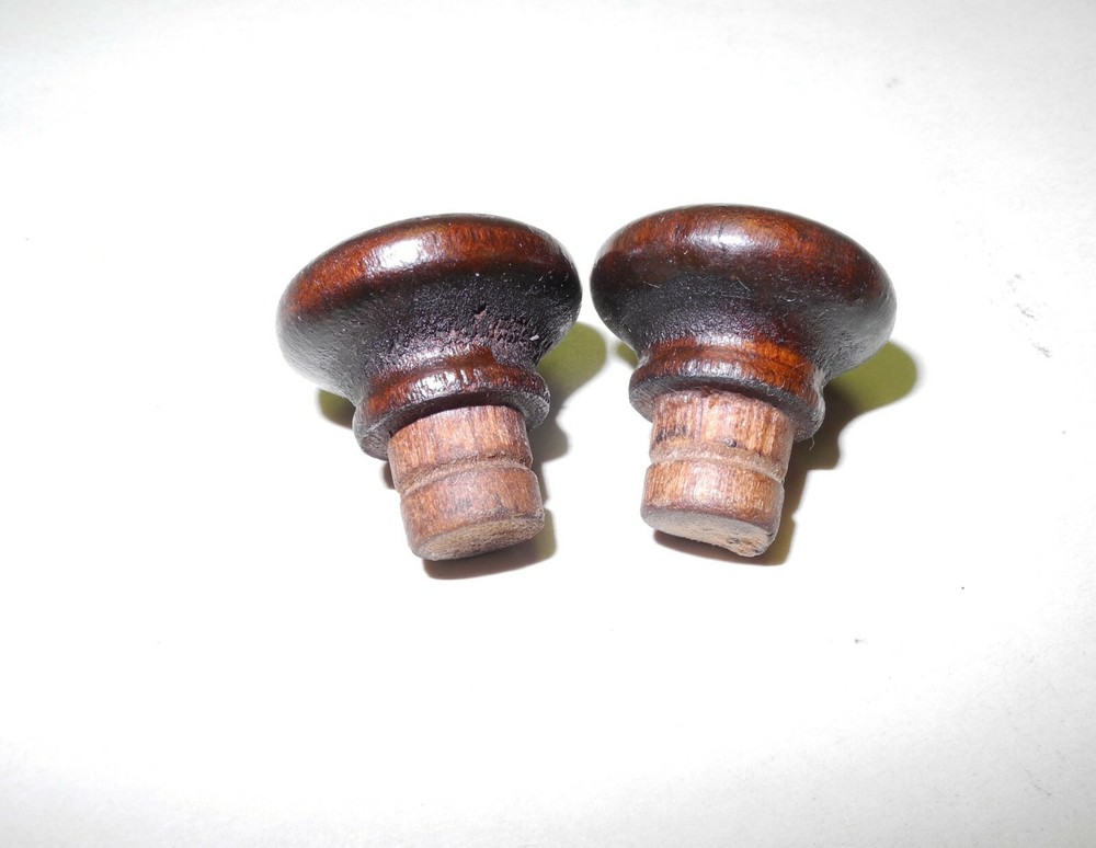 VINTAGE SINGER TREADLE SEWING MACHINE 2 PIECE SET WALNUT DRAWER KNOBS, 1" NICE