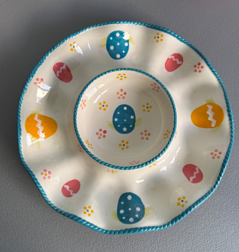 Temptations Easter Egg Hunt Chip Dip Plate Vegetable Cheese Serving Platter 11"
