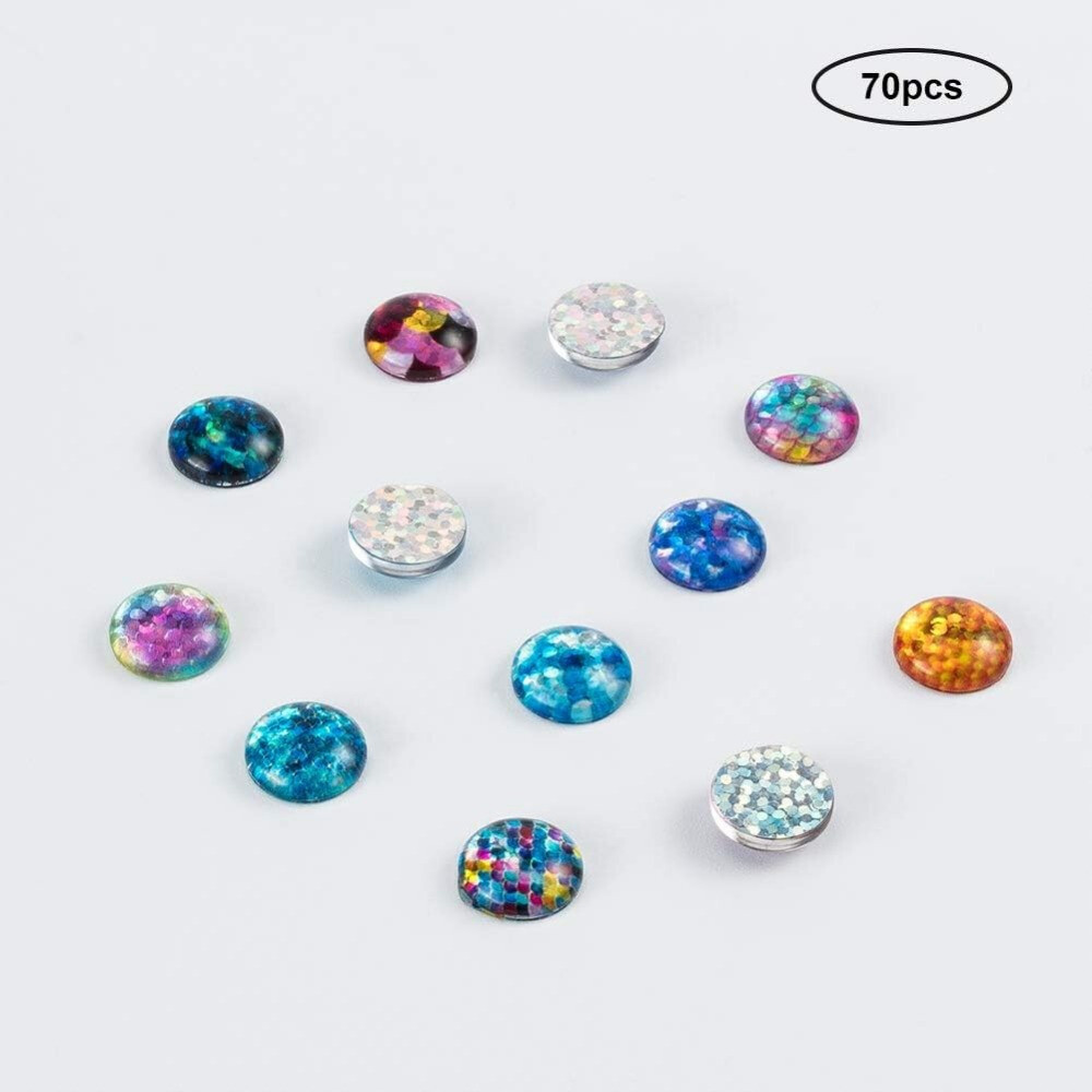 70pcs Flatback Glass Cabochons for Projects Dome/Half Round with Fish Scale