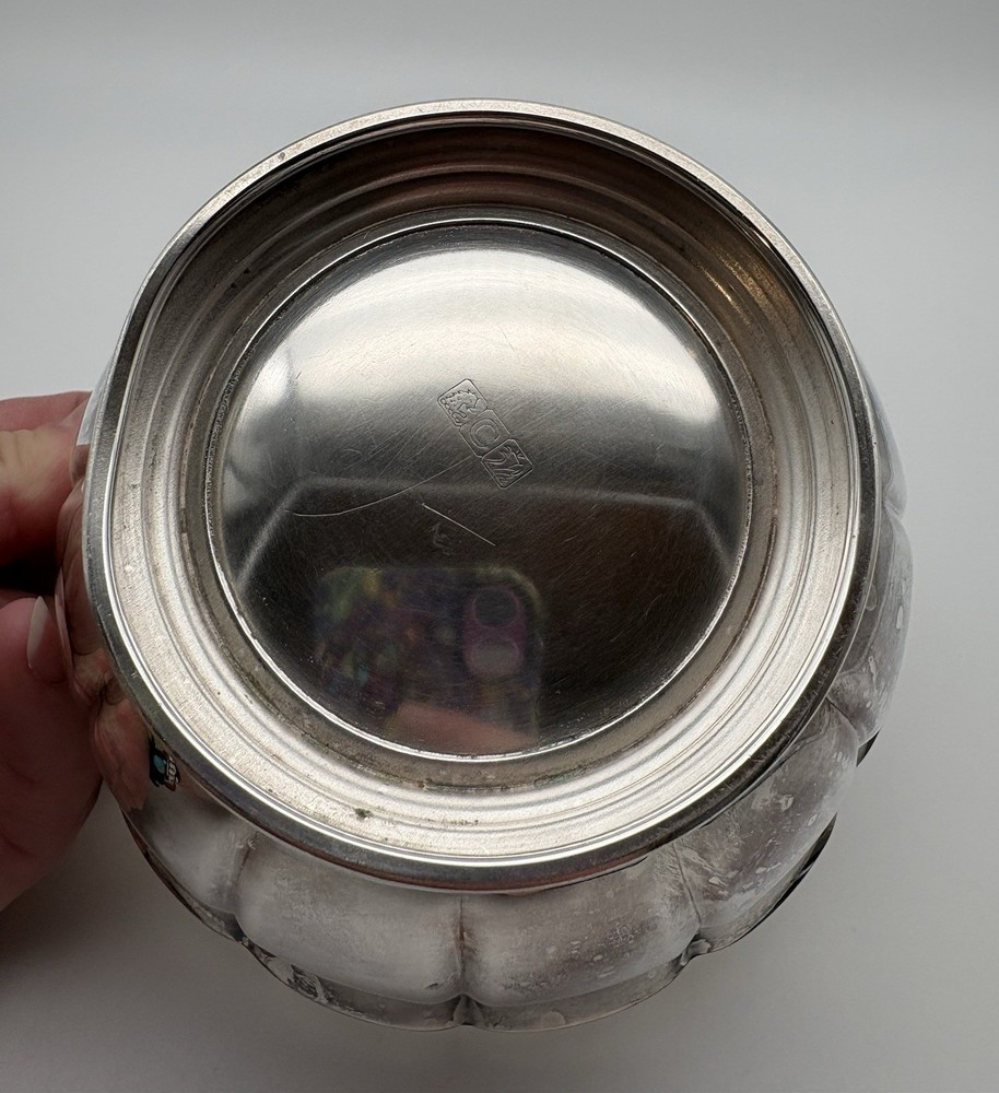 Vintage Crescent Silverware Co. MCM Silver-plate Fluted Bowl Footed Shiny Classy