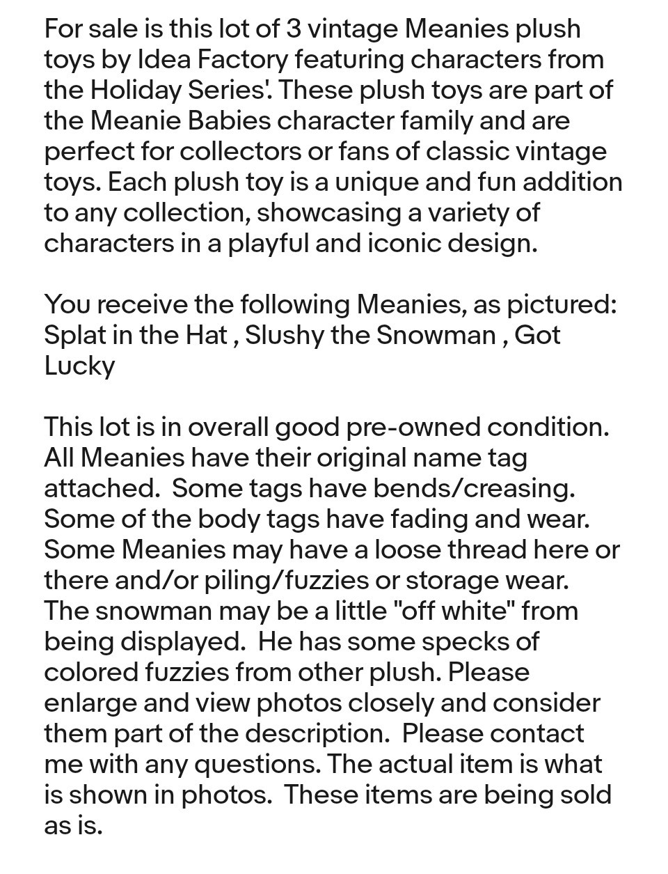 Vintage 90s Meanies Plush Lot 3 Holiday Valentine's Day , Xmas Stocking Stuffers