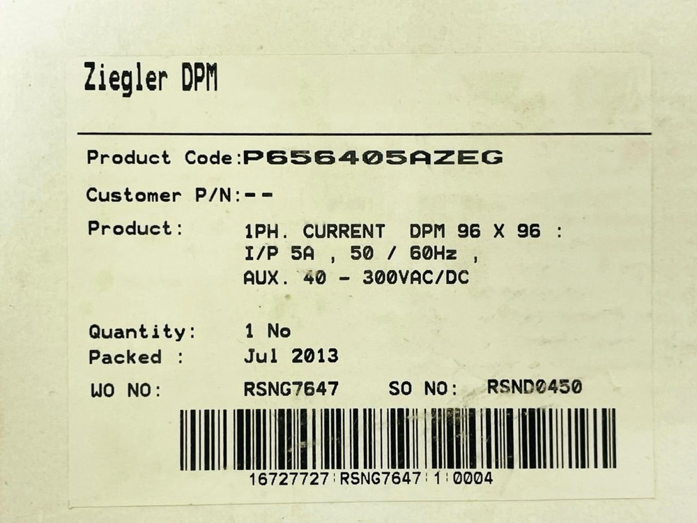 ZIEGLER EINE A Digital Panel Meter P656405AZEG