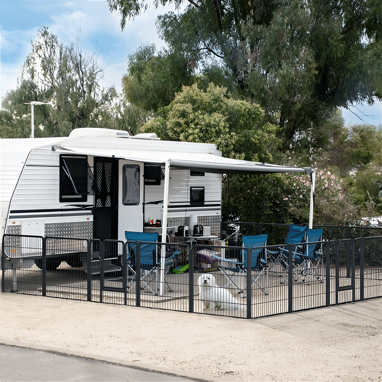 31 Inch Folding Dog Playpen Metal Heavy Duty Pet Dog Exercise Pen 8Panel w/Doors