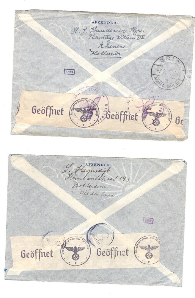 Nethrelands 2 German censor covers to US