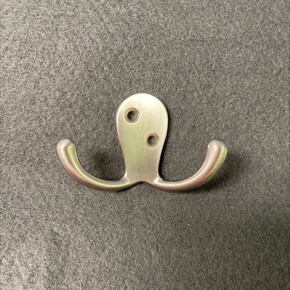 Double Prong Robe Hook Satin Nickel