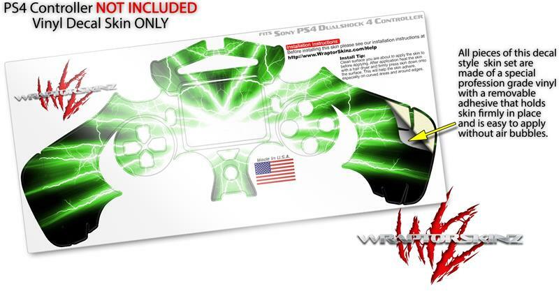 Skin for Sony PS4 Controller Lightning Green