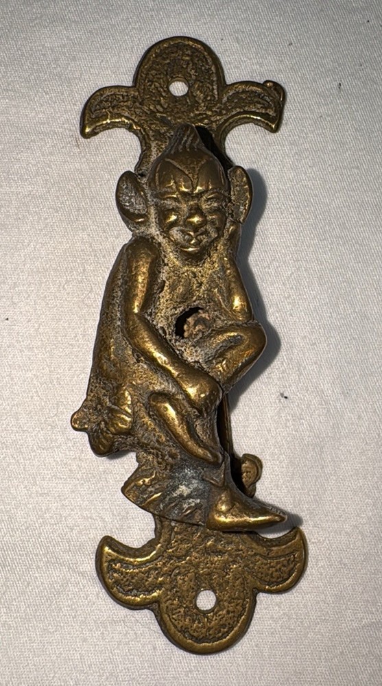 Vintage Small Cornish Pixie Brass Door Knocker 4.5”