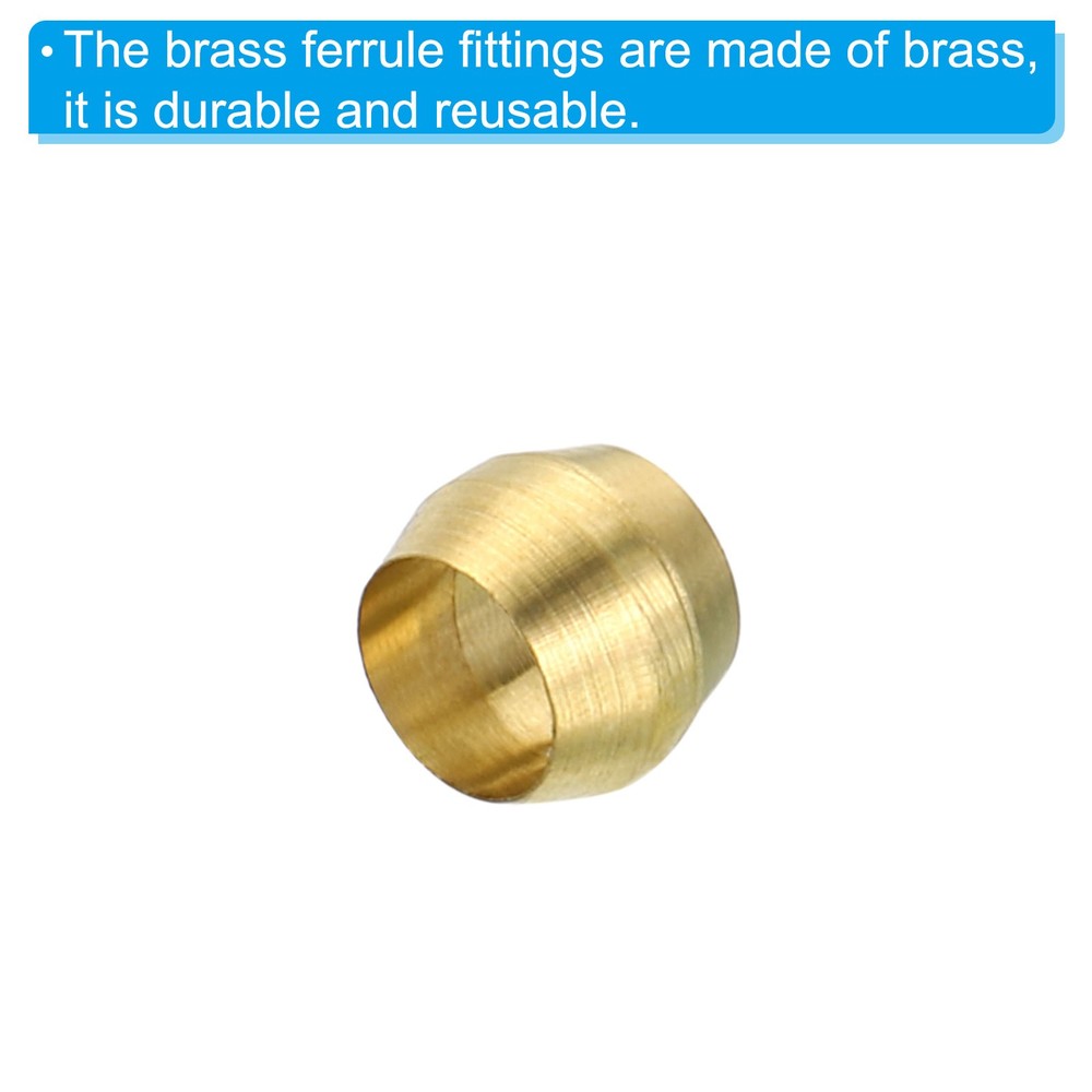 60 Pcs 4mm Tube OD Brass Compression Sleeves Ferrules Fitting Insert Support