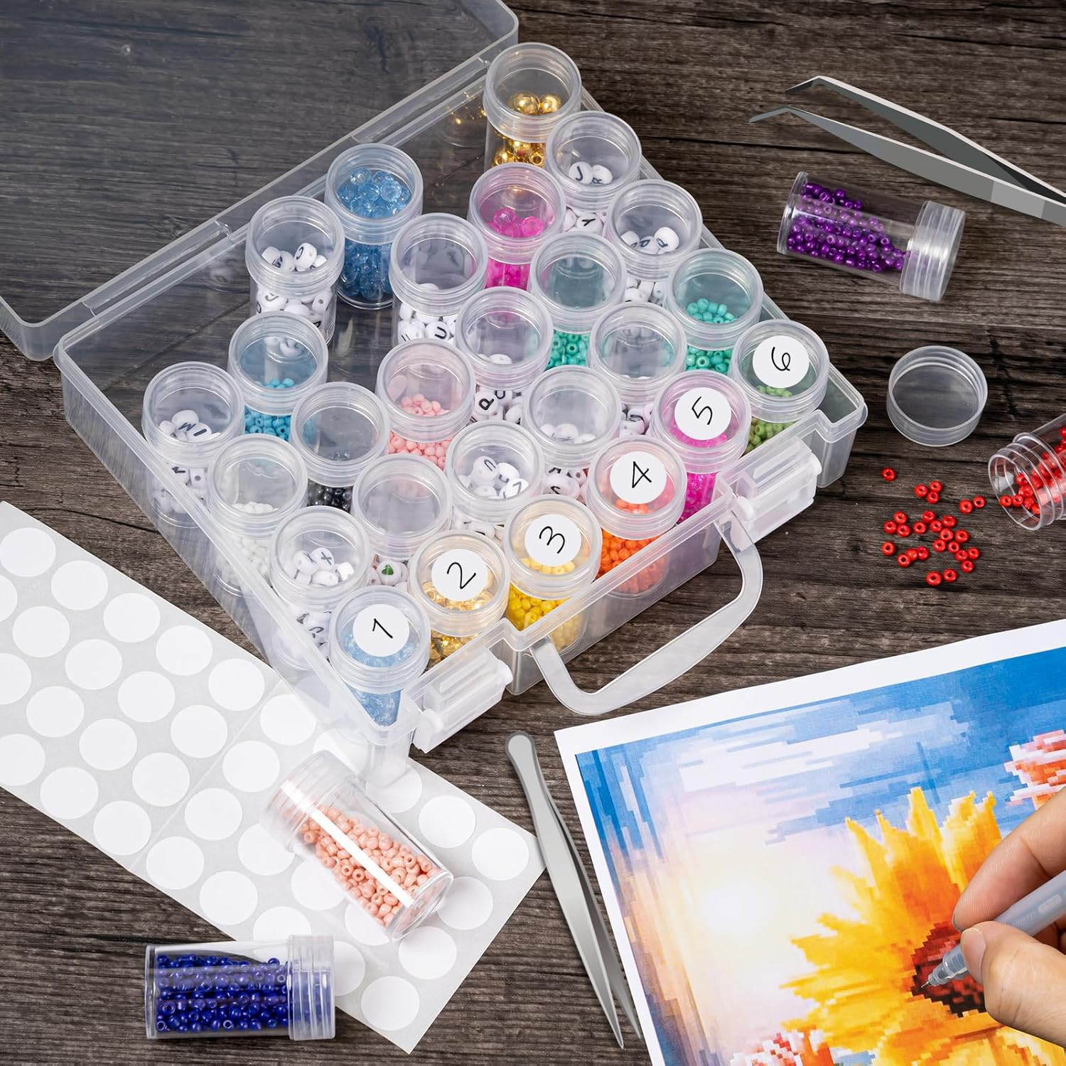 Bead Organizer, Bead Containers, 30 Grids Diamond Painting Storage Containers...