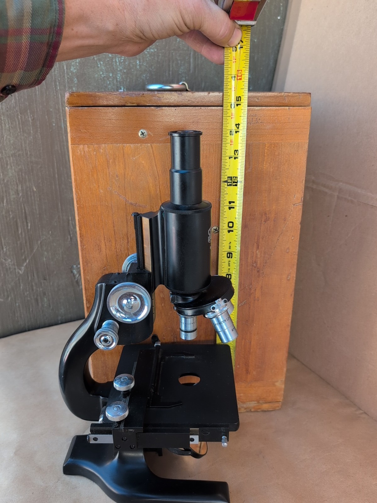 Vintage Spencer Microscope With Wooden Case No Key Buffalo USA