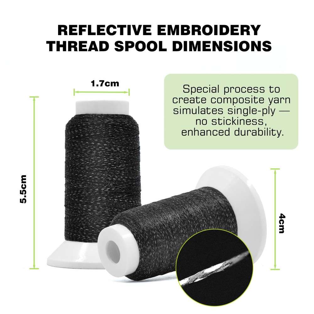 Reflective Embroidery Machine Thread for Sewing 2 Pack Reflect High-Visibilit...