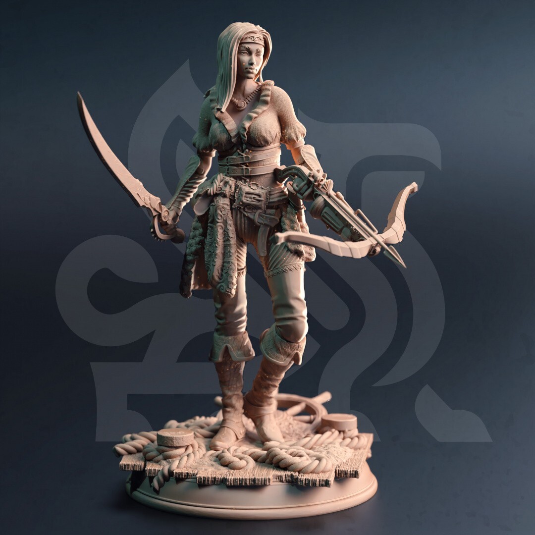 DM Stash Miniature Female Sea Elf Corsair Rogue Fighter D&D DnD Fantasy 32mm RPG