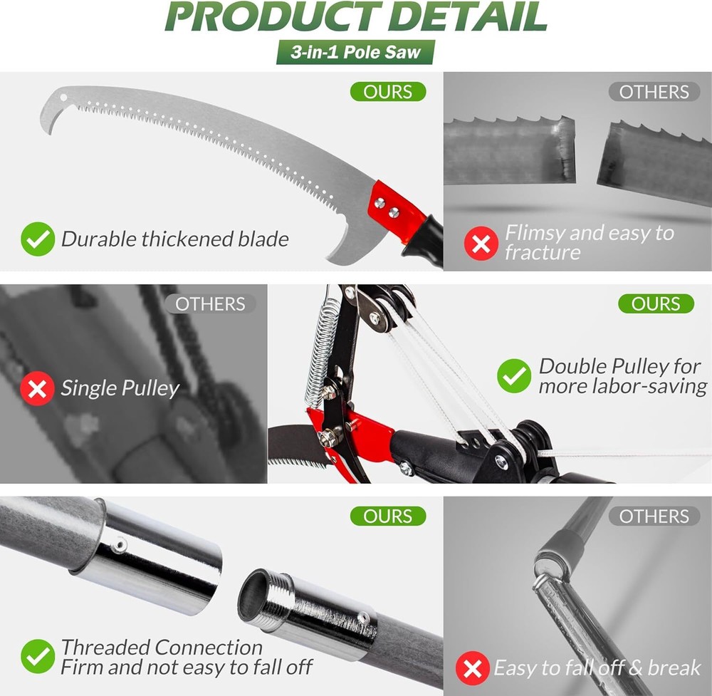 Walensee Pole Saws for Tree Trimming,7.2-27FT Extendable Tree Pruner,with Blade