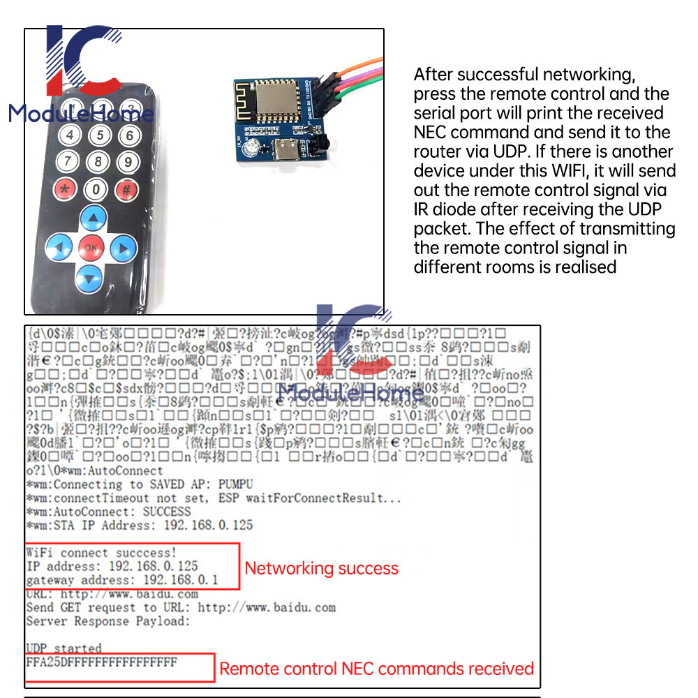 Type-C ESP8266 ESP-12F Development Board NEC Directive WIFI Transmission Module