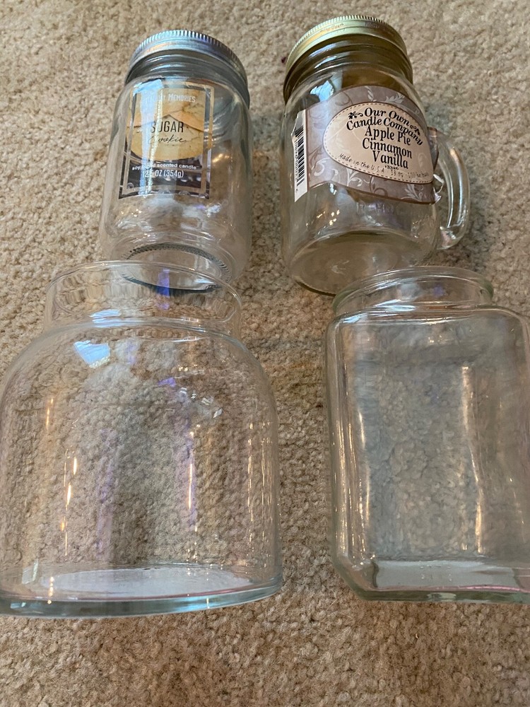 4 EMPTY LOT Candle Jars Assorted Brands