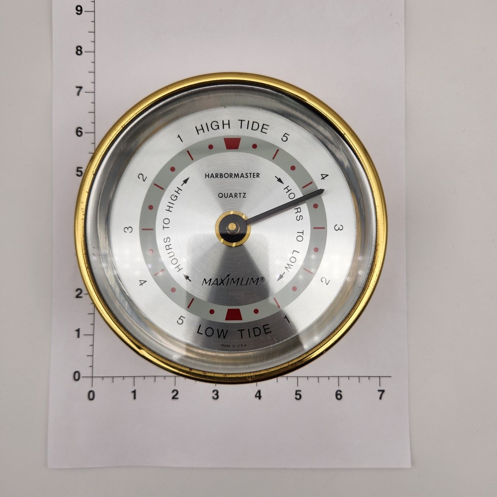 Maximum Weather Instruments Harbormaster Tide Clock Brass Case - TESTED, WORKS