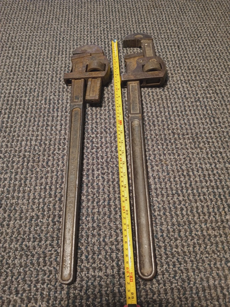 Two 2 VINTAGE Walworth 24" Genuine Stillson Pipe Monkey Wrenches Adjustable