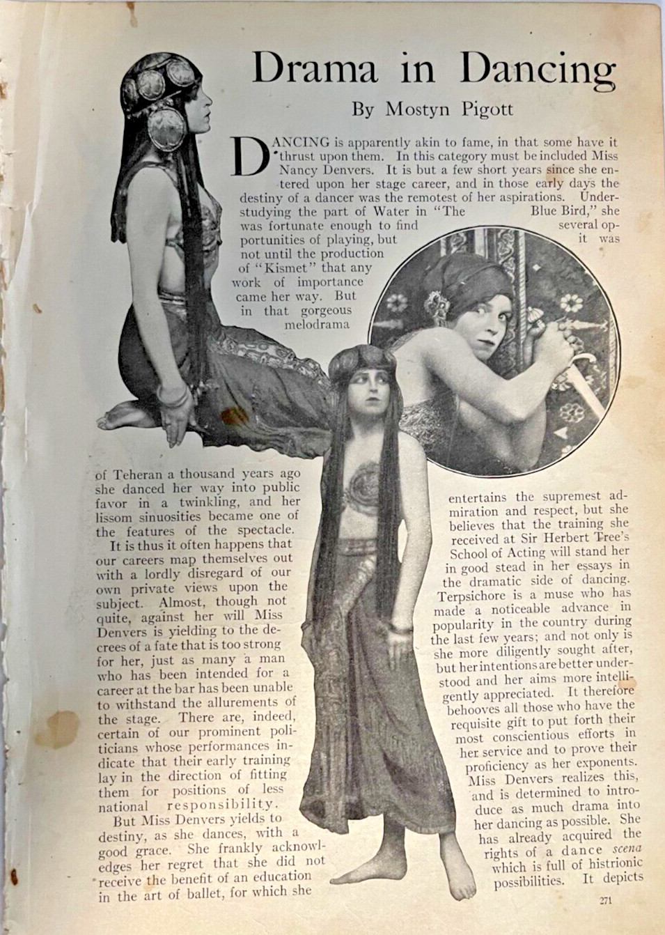 1912 Actress Nancy Denvers illustrated