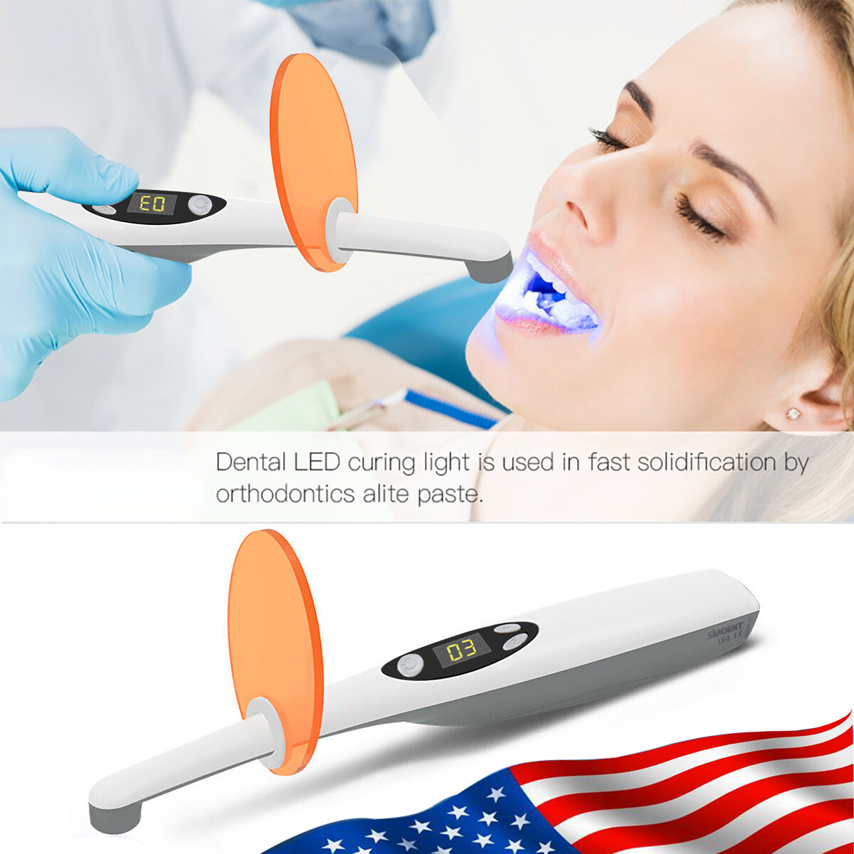 Dental Wireless Cordless LED Curing Light Composite Resin Cure Lamp LED-B USA-OR
