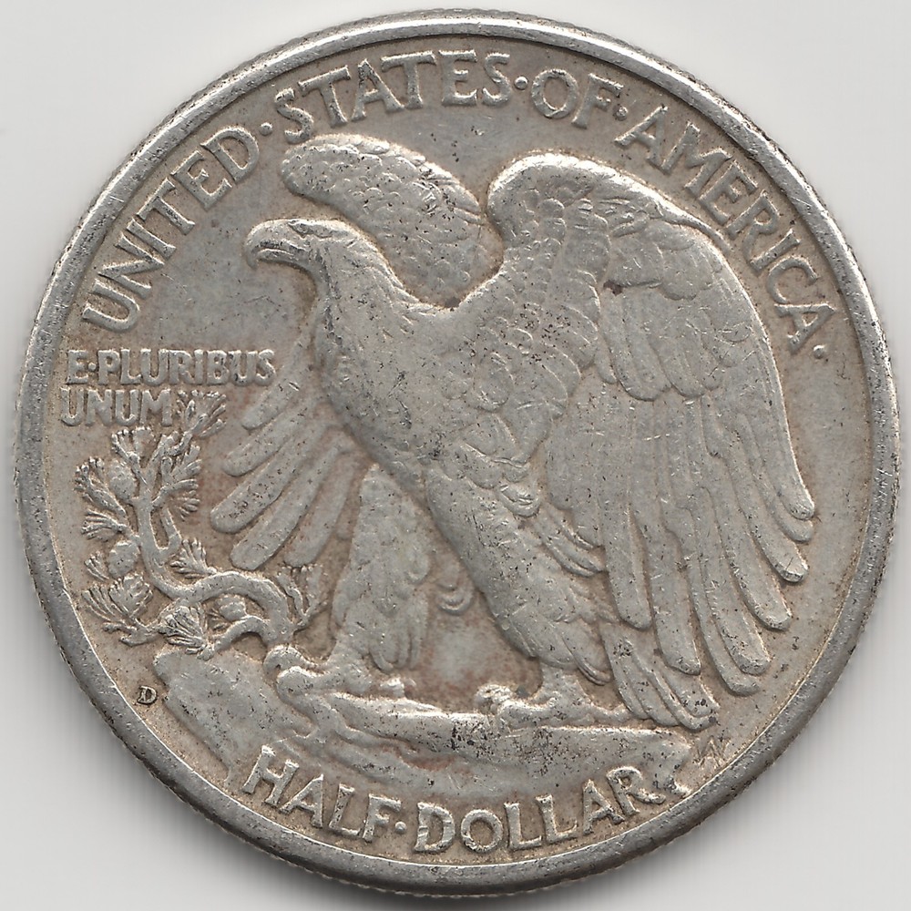 1937 D Walking Liberty Half Dollar, AU