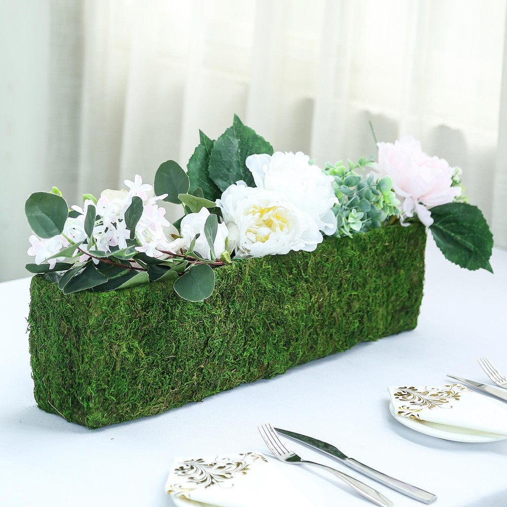 23.5" long Green Natural Moss Rectangular Planter Box Wedding Party Decorations