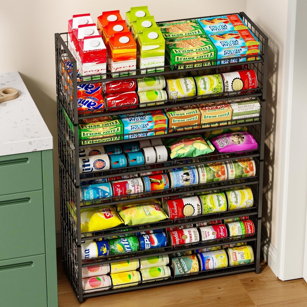 2Tier Stackable Can Rack Organizer for Pantry Shelf, LongSize Adjustable Can ...