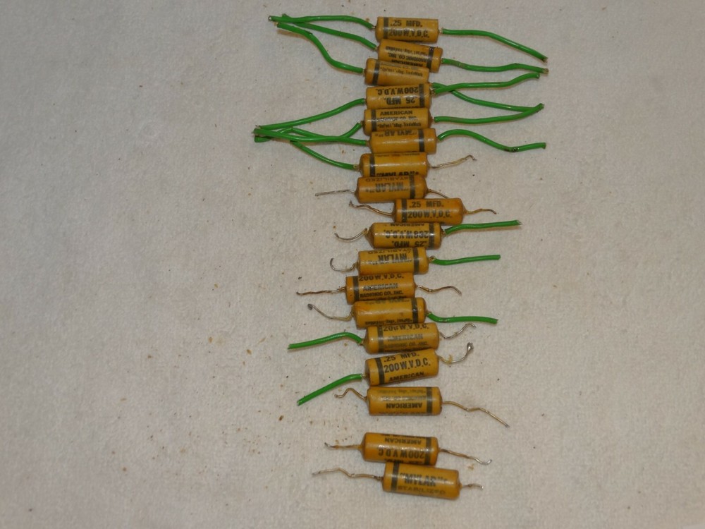 18 - Vintage "Mylar" Capacitor Pulls  .25 mfd  200wvdc