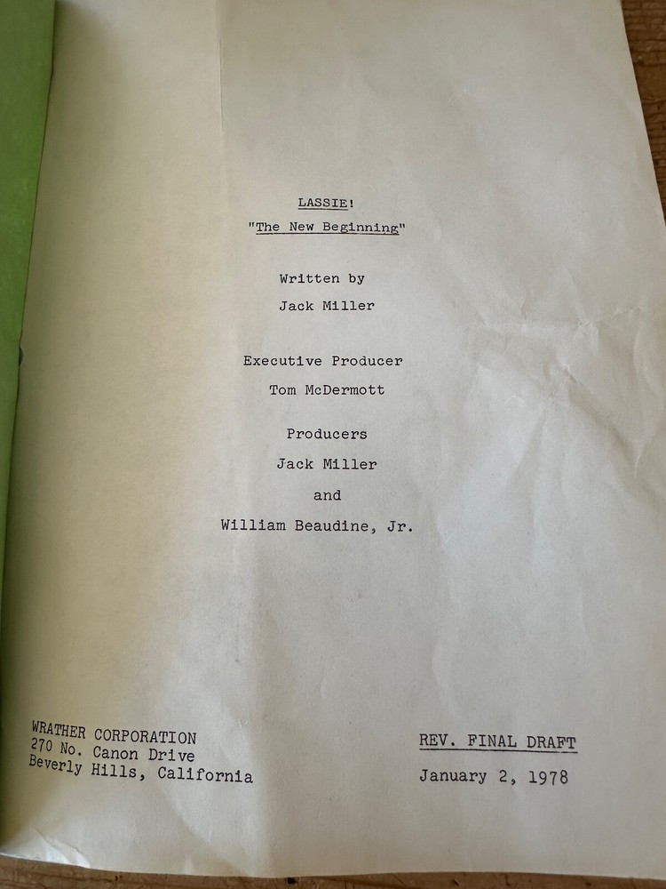 Lassie: A New Beginning TV MOVIE SCRIPT SCREENPLAY