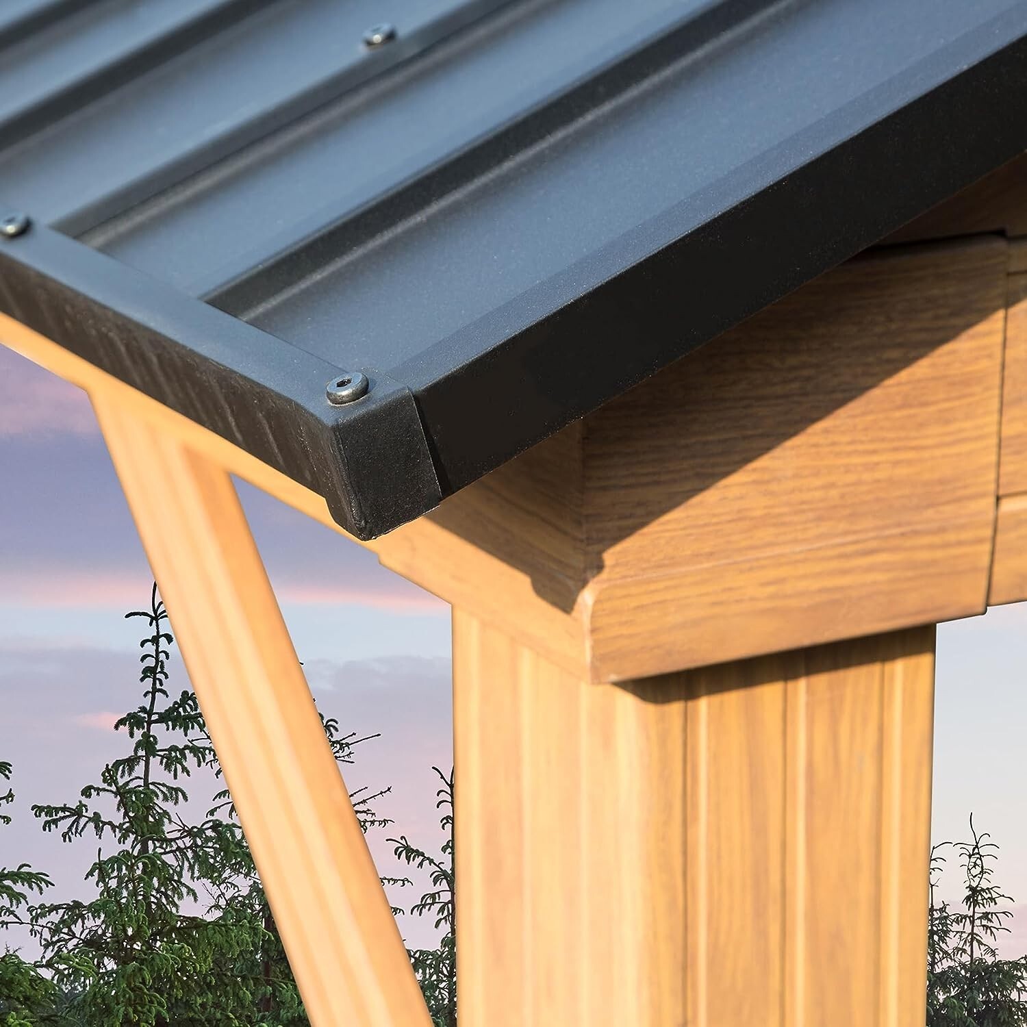 Domi 12' x 14' Outdoor Hardtop Gazebo w/Galvanized Steel Canopy(Wood Looking)