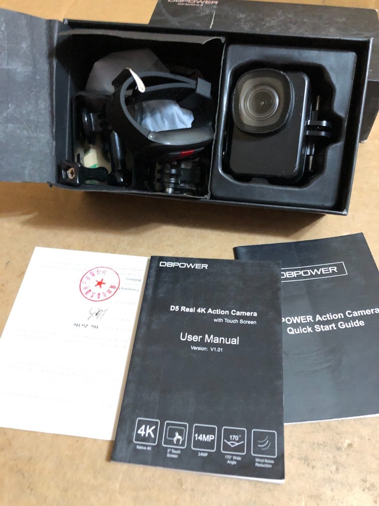 DBPOWER D5 Native 4K EIS Action Camera 2" LCD Touchscreen 14MP WiFi