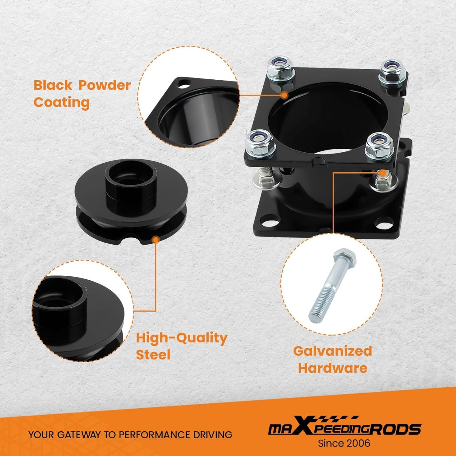 2.5in Front 1.25in Rear Lift Kit for Ford Explorer 2WD 4WD 2011-2019 Black