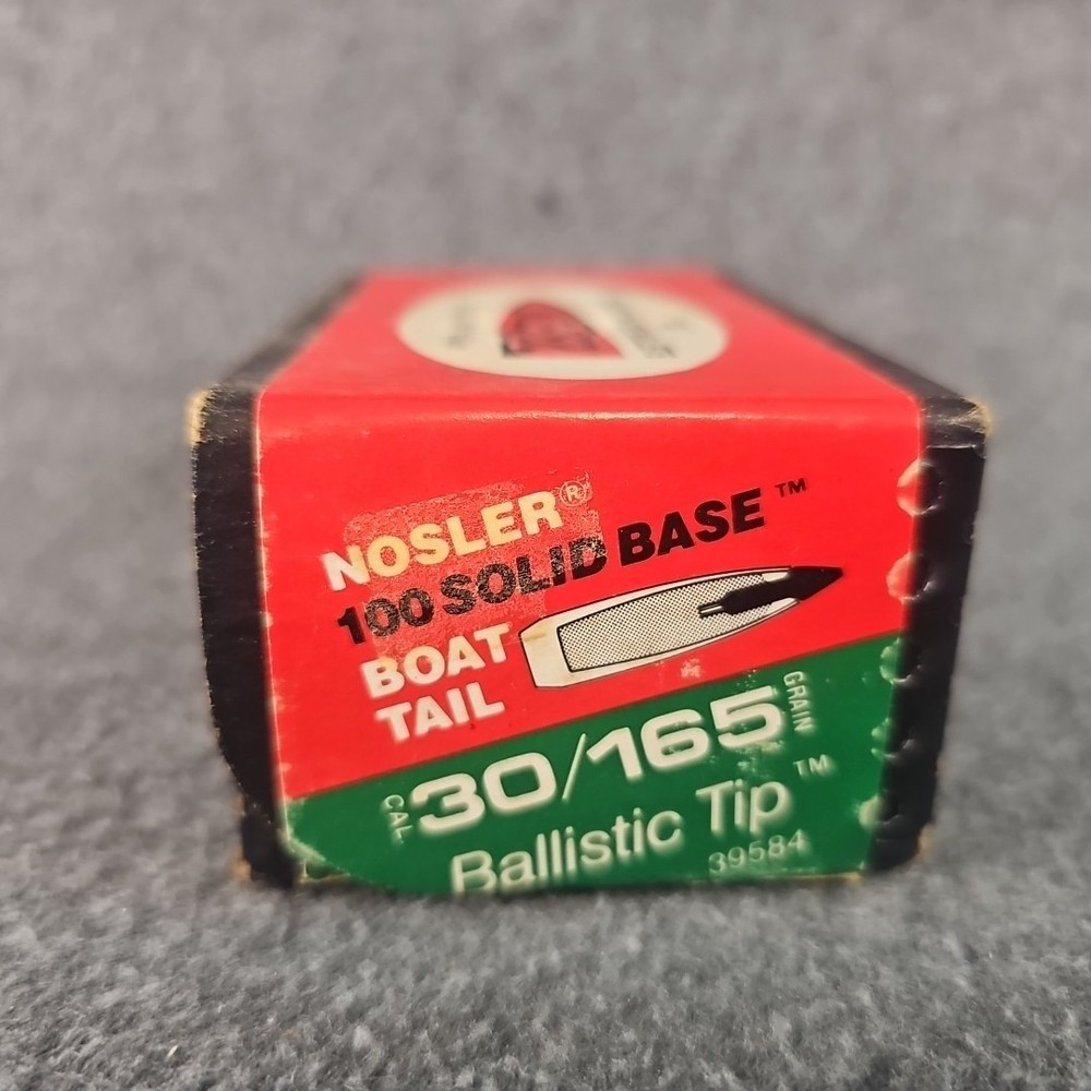 Vintage Empty box Nosler .30 Caliber (.308) 165 Grain Solid Base bullets