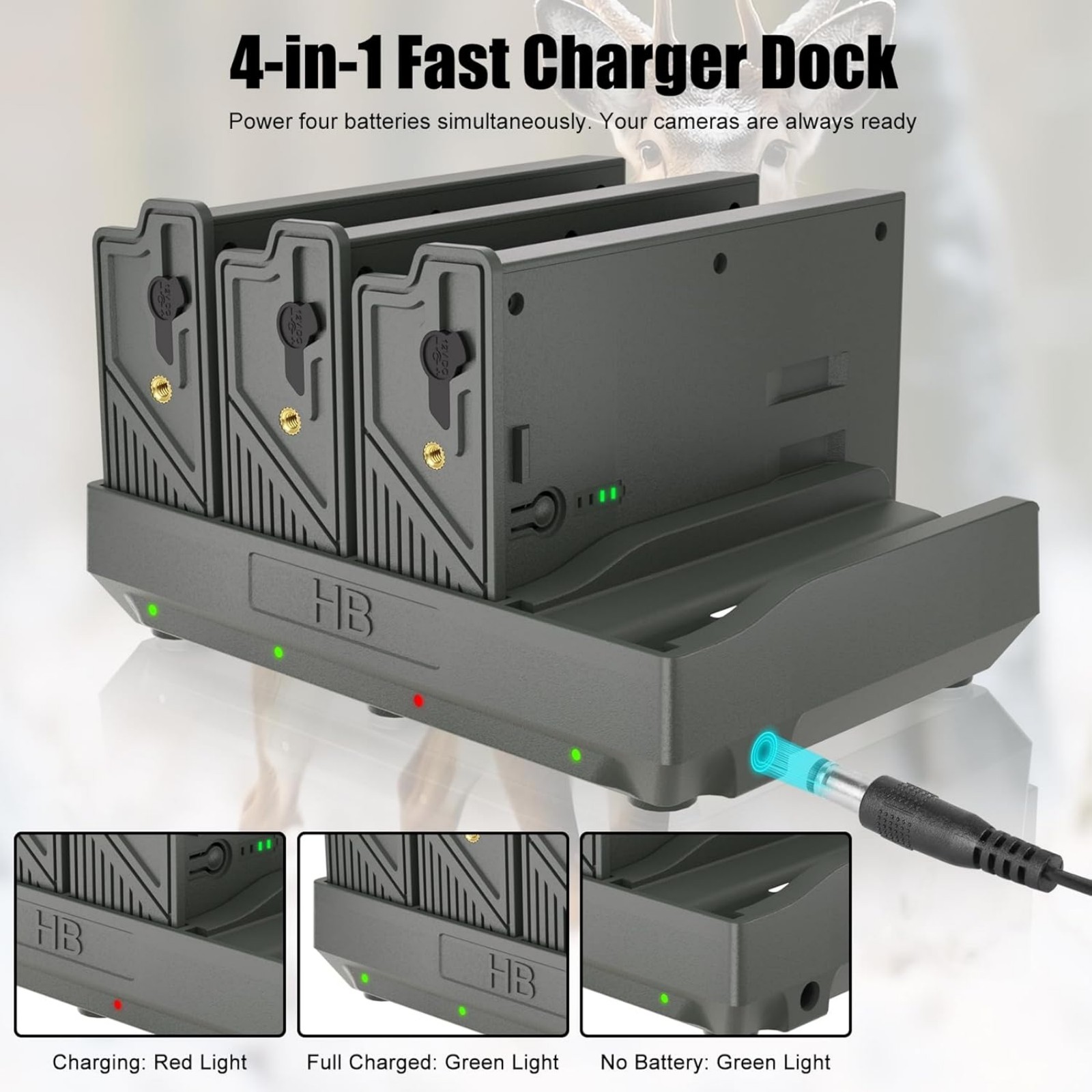 4PCS Lithium Battery & 4 Port Charger for Reveal Trail Camera X Gen 3.0,Pro 3.0