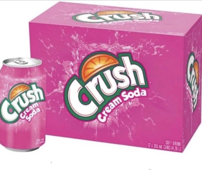 Crush Cream Soda Soft Drink, 355ml - 24 Pack
