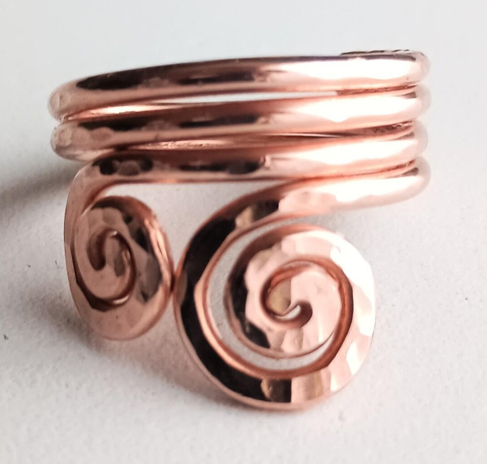Solid Copper Minimalist Healing Handmade Unisex Ring, Spiral