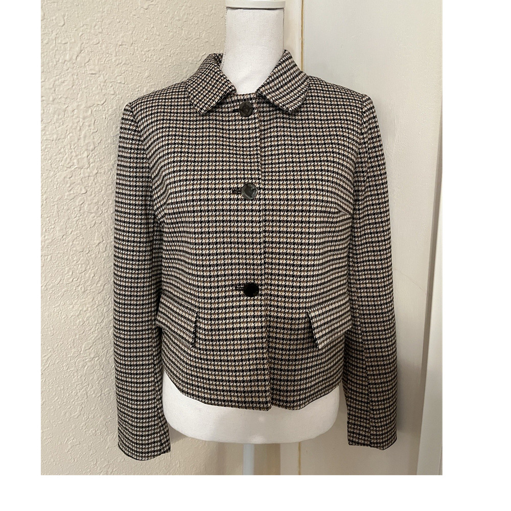 NWT Anne Klein Classic Houndstooth Short Blazer Size Medium